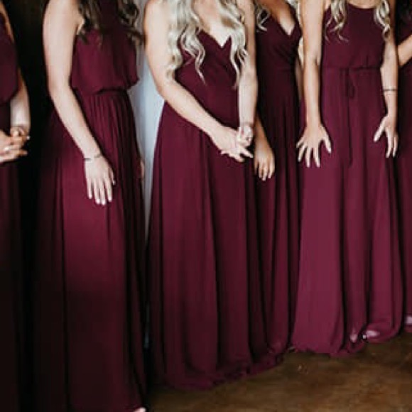 ebay burgundy bridesmaid dresses Mismatched Mermaid Burgundy Side Slit Long Cheap Bridesmaid Dresses, W –  SposaDresses